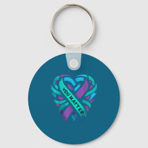 Teal Purple Heart You Suicide Prevention Awareness Key Ring