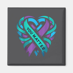Teal Purple Heart You Suicide Prevention Awareness Magnet