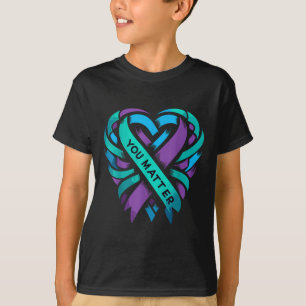 Teal Purple Heart You Suicide Prevention Awareness T-Shirt
