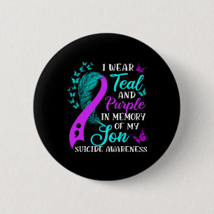 Teal Purple In Memory Of My Son Suicide Awareness  6 Cm Round Badge