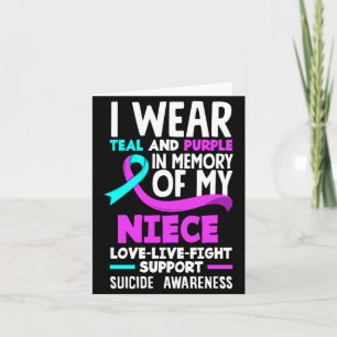 Teal Purple In Memory Of Niece Prevention Card