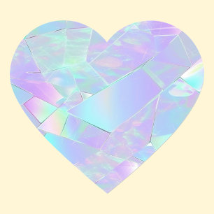 Teal & Purple Iridescent Design Heart Sticker