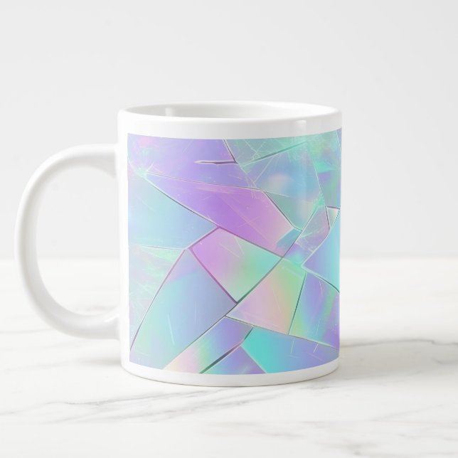 Teal & Purple Iridescent Design Large Coffee Mug (Left)