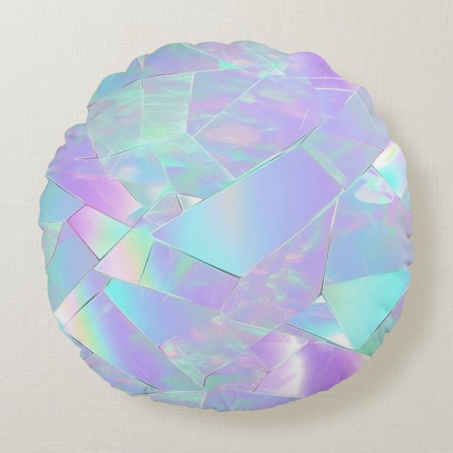 Teal & Purple Iridescent Design Round Cushion (Front)