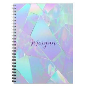 Teal & Purple Iridescent Design, Script Name Notebook