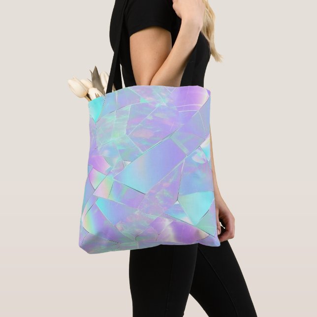 Teal & Purple Iridescent Design Tote Bag (Close Up)