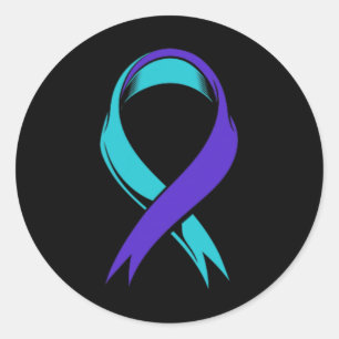 Teal Purple Loss Father In Law Suicide Prevention Classic Round Sticker