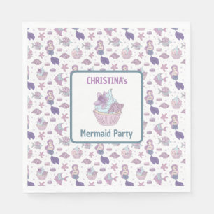 Teal Purple Mermaid Birthday Party Sea theme Napkin