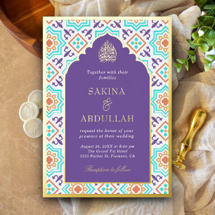Teal Purple Persian Mosaic Muslim Wedding Gold