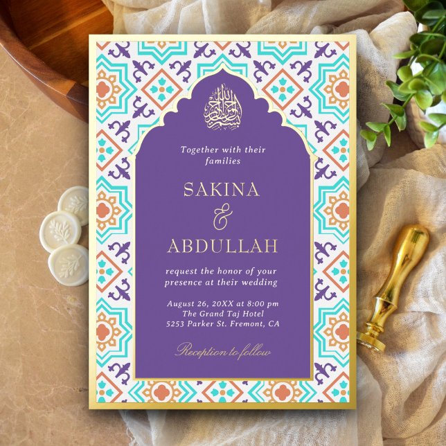 Teal Purple Persian Mosaic Muslim Wedding Gold (Creator Uploaded)