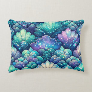 Teal Purple Pink Mermaid Scales Decorative Cushion