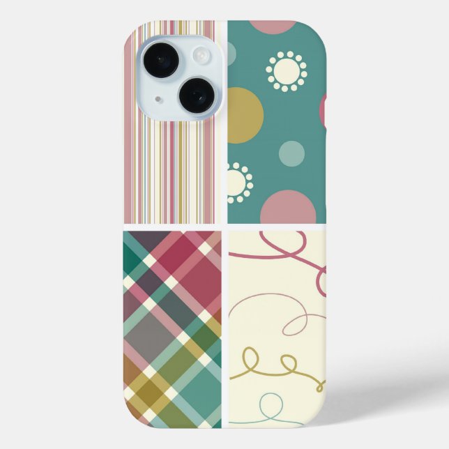 Teal Purple Plaid Check Dots Scribbles Pattern Case-Mate iPhone Case (Back)