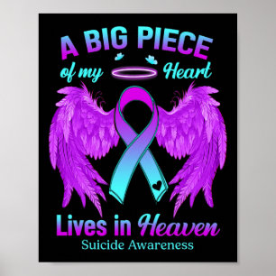 Teal Purple Ribbon Angel Wing Suicide Awareness Me Poster
