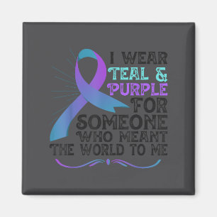 Teal Purple Ribbon For Suicide Prevention Awarenes Magnet