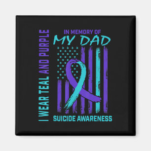 Teal Purple Ribbon In Memory Of Dad Suicide Awaren Magnet