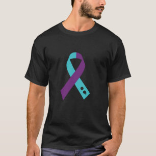 Teal Purple Ribbon Semicolon Suicide Prevention T-Shirt