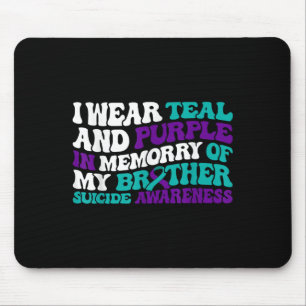 Teal Purple Ribbon Suicide Awareness Brother Aware Mouse Pad