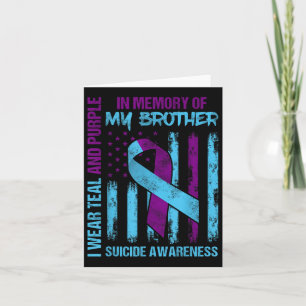 Teal Purple Ribbon Suicide Awareness Flag Brother Card