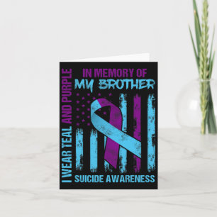 Teal Purple Ribbon Suicide Awareness Flag Brother  Card