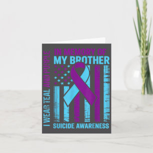 Teal Purple Ribbon Suicide Awareness Flag Brother  Card