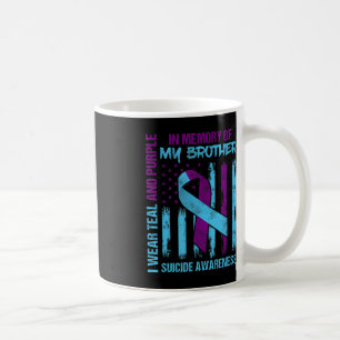 Teal Purple Ribbon Suicide Awareness Flag Brother Coffee Mug