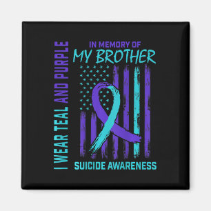 Teal Purple Ribbon Suicide Awareness Flag Brother Magnet