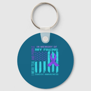Teal Purple Ribbon Suicide Awareness Flag Freind B Key Ring