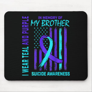 Teal Purple Ribbon Suicide Awareness Flag I Miss M Mouse Pad
