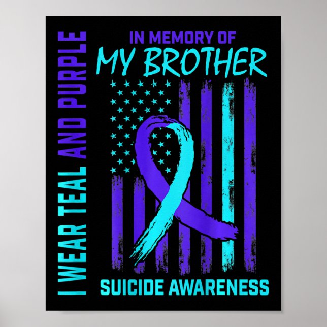 Teal Purple Ribbon Suicide Awareness Flag I Miss M Poster (Front)
