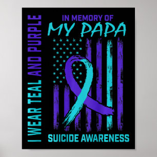 Teal Purple Ribbon Suicide Awareness Flag Papa Bac Poster