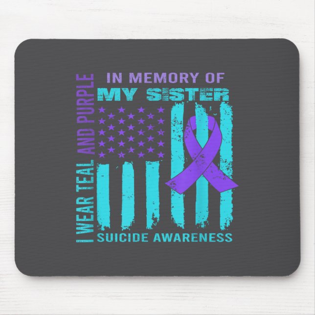 Teal Purple Ribbon Suicide Awareness Flag Sister B Mouse Pad (Front)