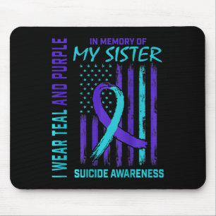 Teal Purple Ribbon Suicide Awareness Flag Sister B Mouse Pad