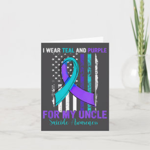 Teal Purple Ribbon Suicide Awareness Flag Uncle  Card