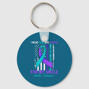Teal Purple Ribbon Suicide Awareness Flag Uncle Key Ring