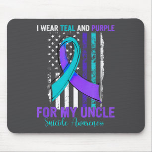 Teal Purple Ribbon Suicide Awareness Flag Uncle  Mouse Pad
