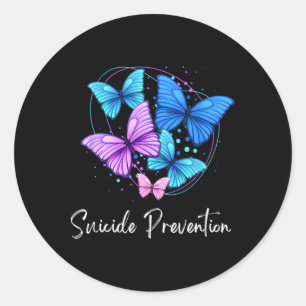 Teal Purple Ribbon Suicide Prevention Awareness Mo Classic Round Sticker