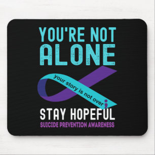 Teal Purple Ribbon Support Suicide Prevention Awar Mouse Pad