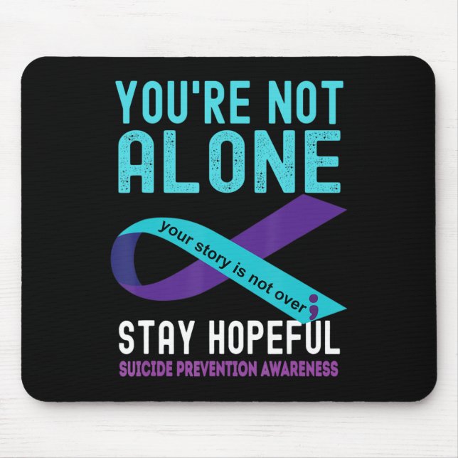 Teal Purple Ribbon Support Suicide Prevention Awar Mouse Pad (Front)