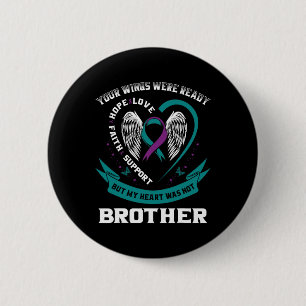 Teal Purple Ribbon Wing Suicide Awareness Preventi 6 Cm Round Badge