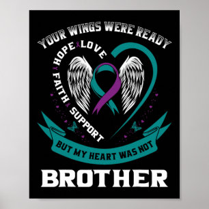 Teal Purple Ribbon Wing Suicide Awareness Preventi Poster