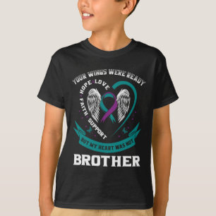 Teal Purple Ribbon Wing Suicide Awareness Preventi T-Shirt