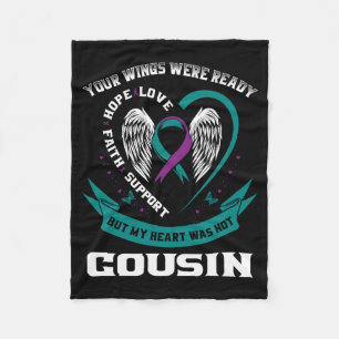 Teal Purple Ribbon Wings Suicide Awareness Fleece Blanket