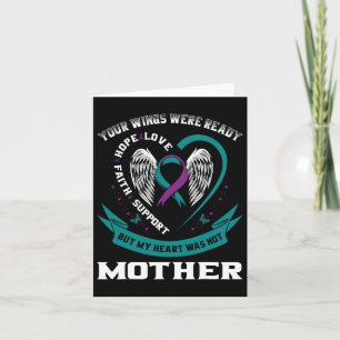 Teal Purple Ribbon Wings Suicide Awareness Prevent Card