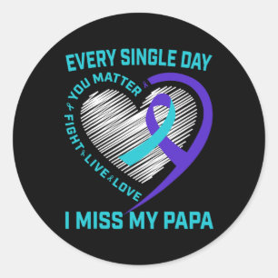 Teal Purple Ribbon You Problem Papa Suicide Awaren Classic Round Sticker