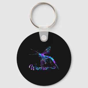 Teal Purple Semicolon Dragonfly Suicide Prevention Key Ring