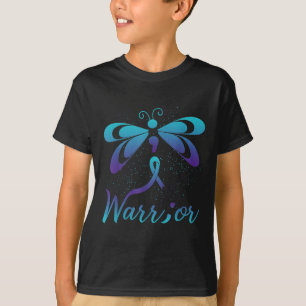 Teal Purple Semicolon Dragonfly Suicide Prevention T-Shirt