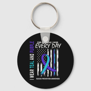 Teal Purple Someone I Miss Suicide Awareness Ameri Key Ring