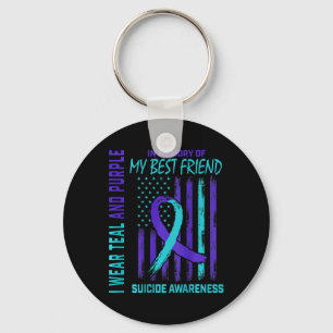 Teal Purple Suicide Awareness Flag Best Friend Ck  Key Ring