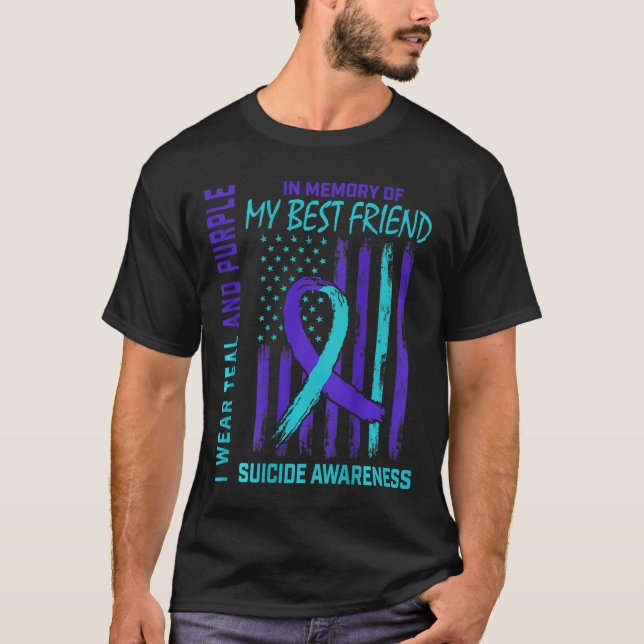 Teal Purple Suicide Awareness Flag Best Friend Ck  T-Shirt (Front)