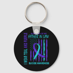 Teal Purple Suicide Awareness Flag Father In Law C Key Ring